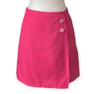 Vintage 70s / 80s Hot Pink Skirt / Skort 2 Flower Daisy Embellishments - small